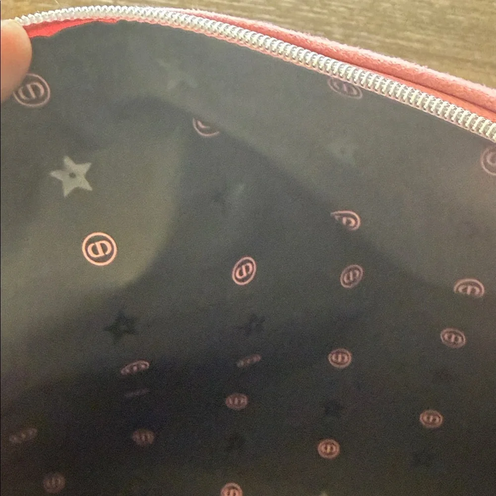 Dior Coral Pink Suede Logo Zip Pouch